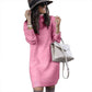 Pink-Womens-Long-Sleeve-Turtleneck-Sweater-Dresses-Knitted-Bodycon-Midi-Sheath-Jumper-Dresses-K024