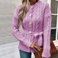 Purple-Women-Cable-Knit-Sweater-Coat-Long-Sleeve-Button-Down-Cardigan-Outwear-K398