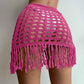 Rose-Red-Womens-Crochet-Cover-Up-Skirt-Tassel-Knit-Mini-Beach-Cover-Up-K552-Back