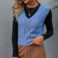 Sweater-Vest-Women-VNeck-Sleeveless-Sweaters-Womens-Cable-Knit-Tops-blue