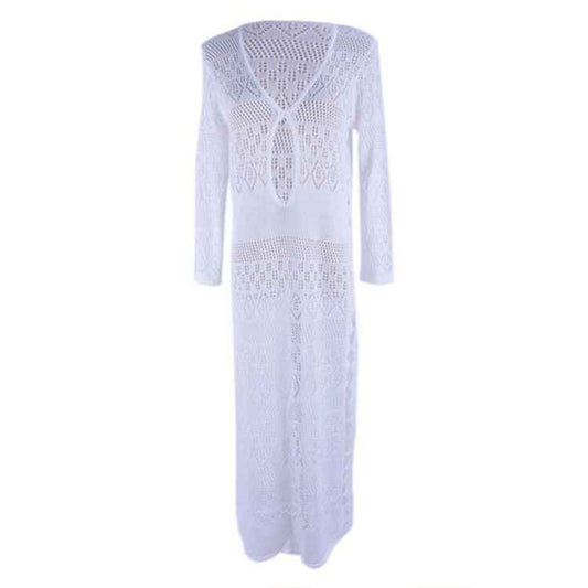 White-Tunic-Swimwear-Cover-Up-Crochet-Hollow-Beach-Bikini-Dress-for-Women-Front