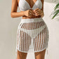 White-Womens-Crochet-Cover-Up-Skirt-Tassel-Knit-Mini-Beach-Cover-Up-Front