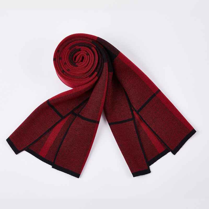 Wine-Red-Mens-Winter-Warm-Cashmere-Scarf-Plaid-Tassel-Scarf-for-Men-Soft-Long-Cotton-D014-Front
