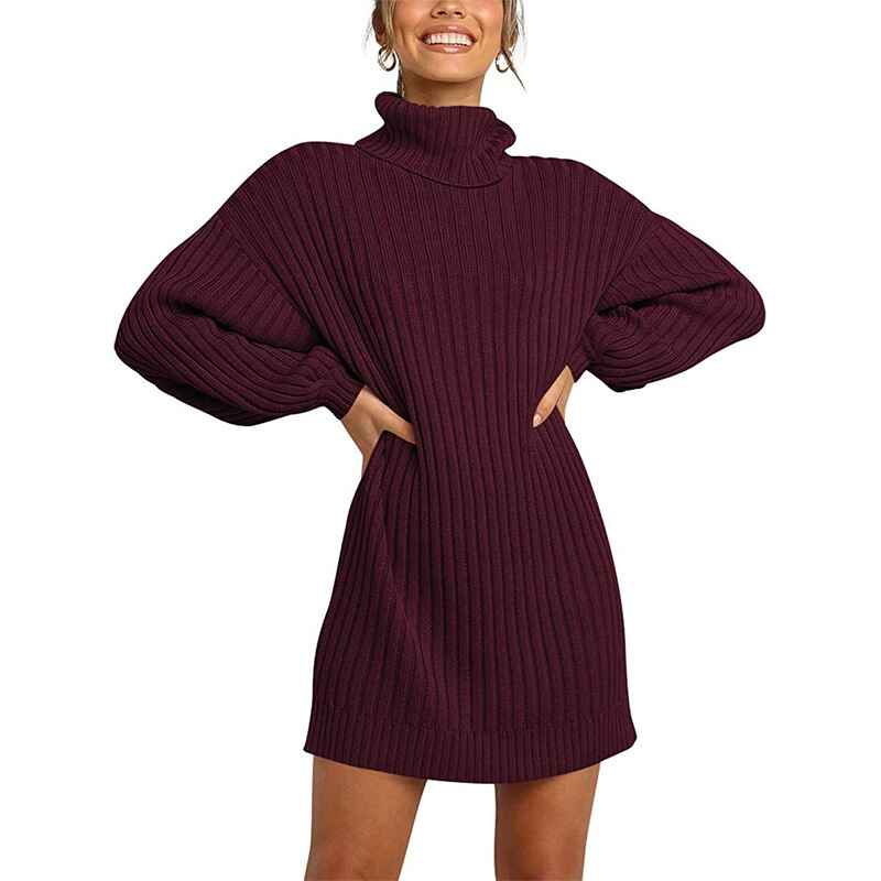 Wine-Red-Women-Turtleneck-Long-Lantern-Sleeve-Casual-Loose-Oversized-Sweater-Dress-Soft-Winter-Pullover-Dresses-K016