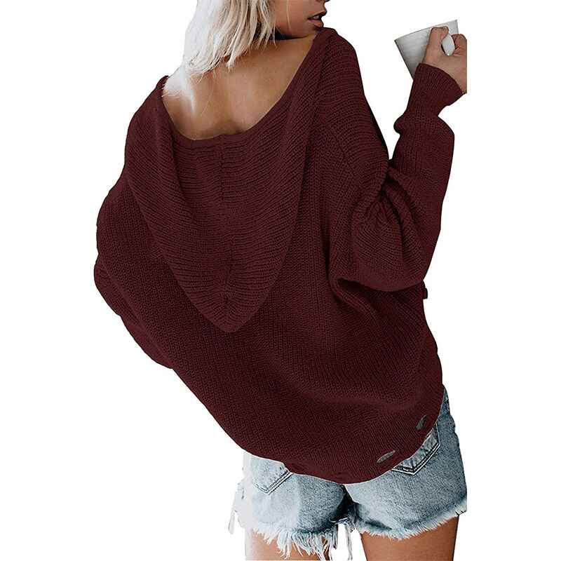 Wine-Red-Womens-Zip-Up-Knit-Hoodies-Long-Sleeve-Drawstring-Cardigans-Sweaters-Basic-Autumn-Winter-Hooded-Sweatshirts-Outwear-K029