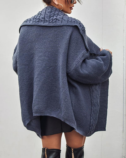 Open Front Cable Knit Cardigan