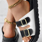 Colorblock Buckled Double Strap Slippers Outdoor Sandals