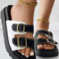 Colorblock Buckled Double Strap Slippers Outdoor Sandals