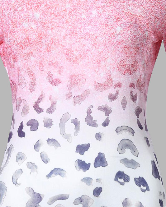 Valentine's Day Leopard Print Long Sleeve Skinny Bodysuit