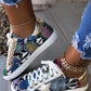 Snakeskin Star Design Lace Up Sneakers