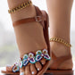 Sequin Butterfly Embroidery Ankle Strap Beach Sandals