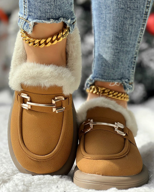 Fuzzy Detail Winter Lined Snow Boots