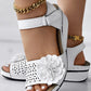 Hollow Out Floral Pattern Ankle Strap Wedge Sandals