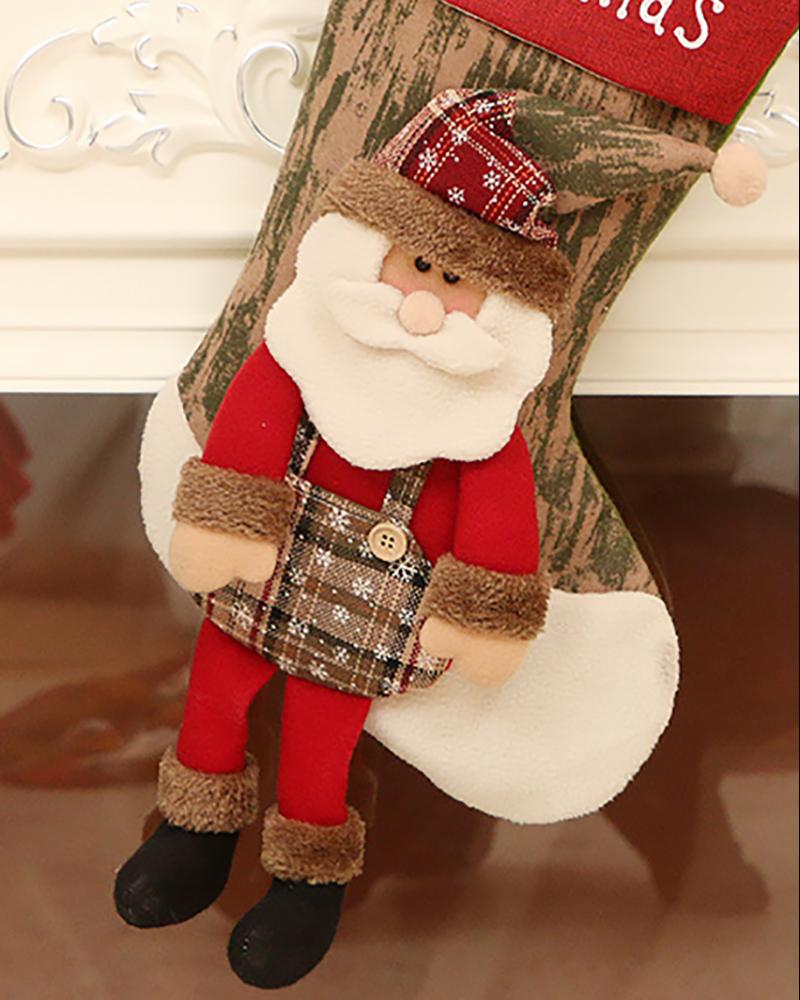 Xmas Big Stockings Santa Snowman Elk Hanging Candy Bag Christmas Tree Ornament