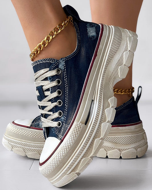 Lace up Platform Casual Canvas Sneakers