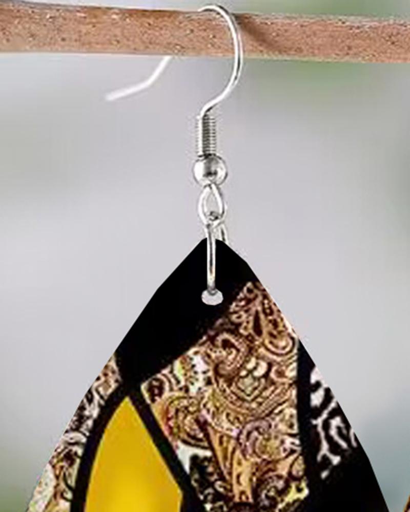 1Pair Baroque Leopard Print WaterDrop Hook Earrings