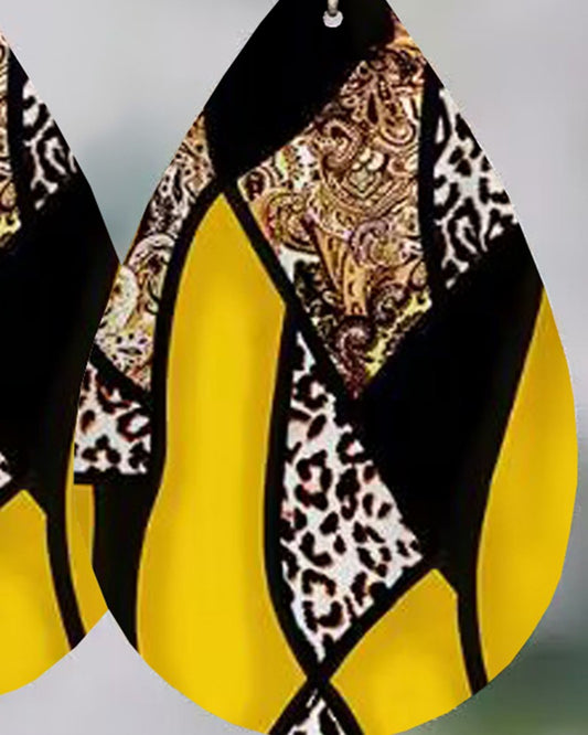 1Pair Baroque Leopard Print WaterDrop Hook Earrings