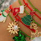 6pcs Christmas Snowflake Tree Elk Snowman Pendant Bracelet Set