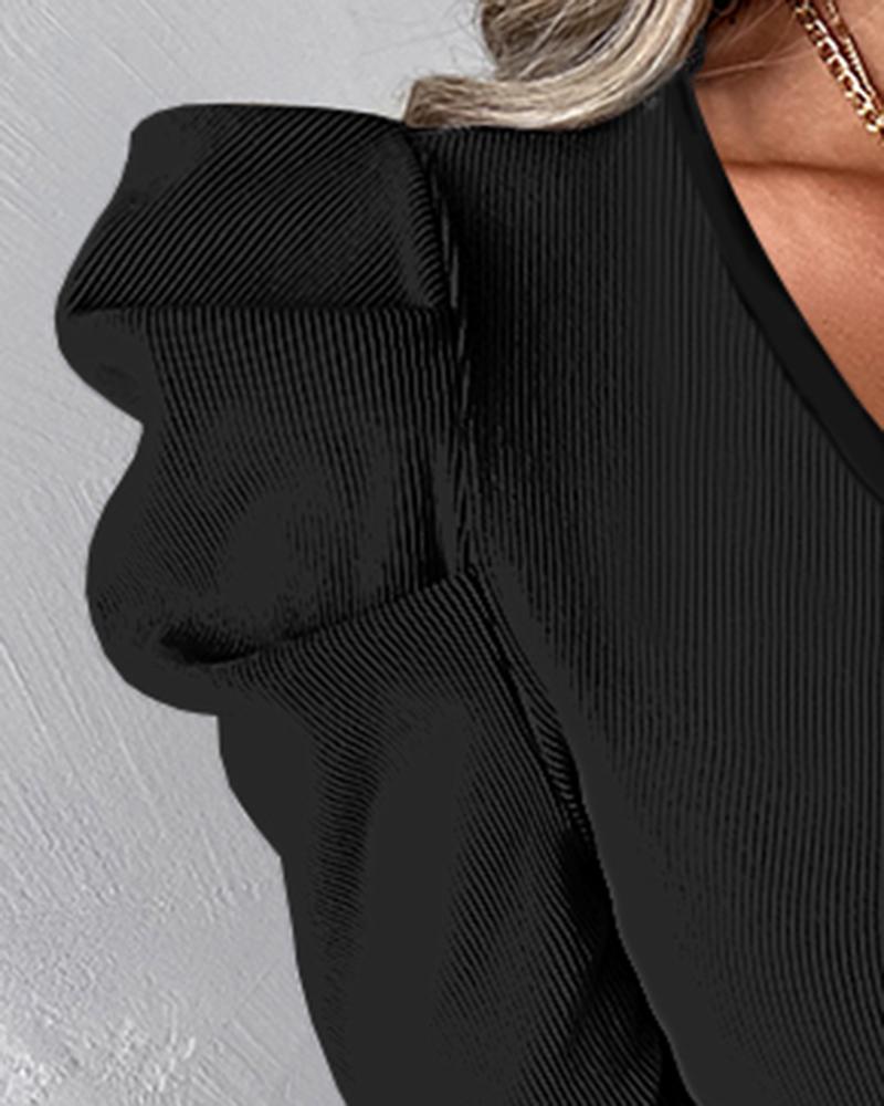 Gigot Sleeve Double Breasted Top