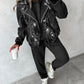 Contrast Sequin Hoodie & Cuffed Pants Set With Beaded Puffer Vest Coat