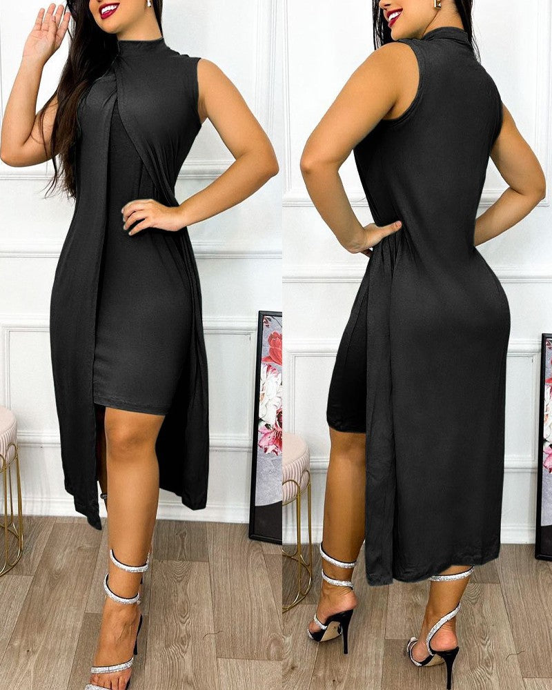 Slit Asymmetrical Sleeveless Casual Dress
