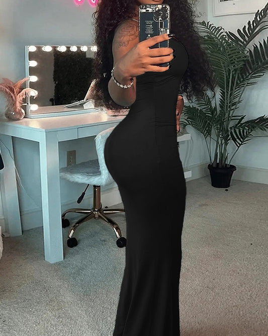 Spaghetti Strap U Neck Mermaid Dress