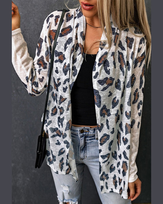 Leopard Print Open Front Coat
