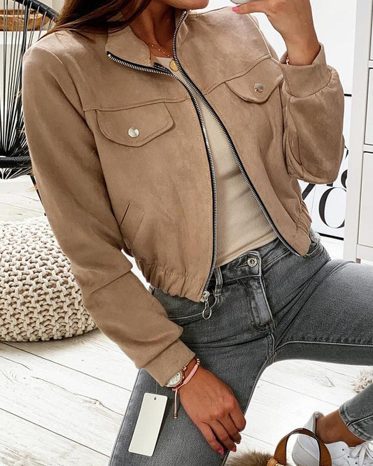 Zipper Design Pocket Design Bomber Jacket