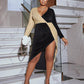 Contrast Sequin Split Thigh Velvet Party Dress