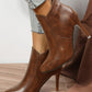 Zipper Decor Pointed Toe Stiletto Boots
