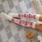1Pair Christmas Knee High Snowflake Elk Print Knit Socks