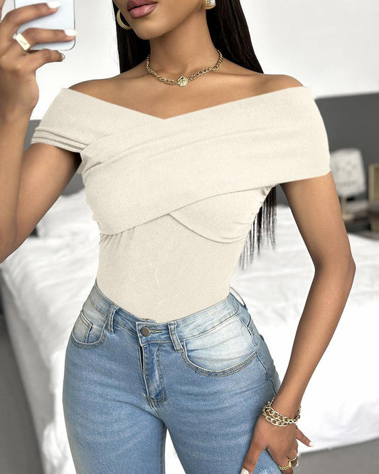 Off Shoulder Ruched Bodysuit