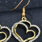 2pcs Rhinestone Hollow Out Heart Shaped Necklace & Drop Earrings Jewelry Set