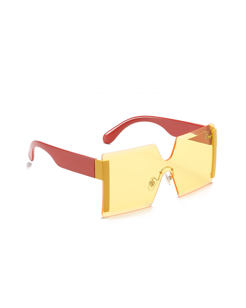 1Pair Rimless Flat Top Ombre Lens Sunglasses