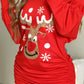 Christmas Moose Print Drawstring Sweatshirt Dress