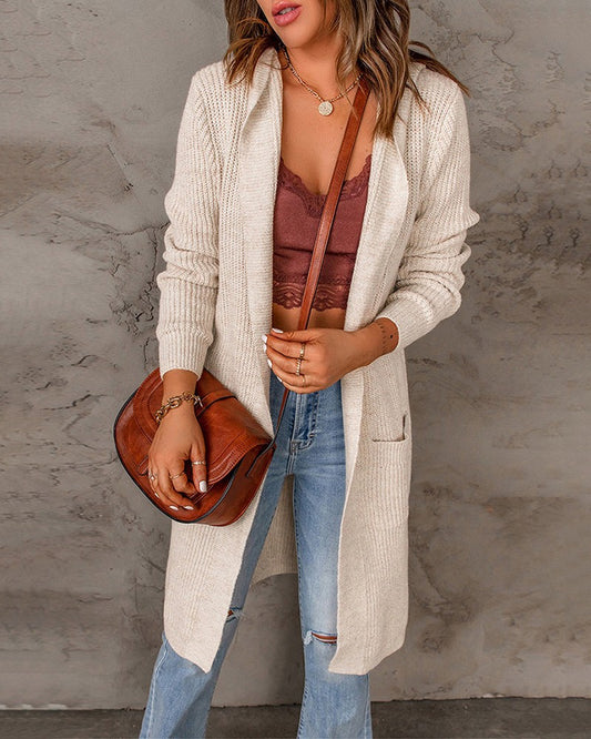 Long Sleeve Pocket Decor Casual Cardigan