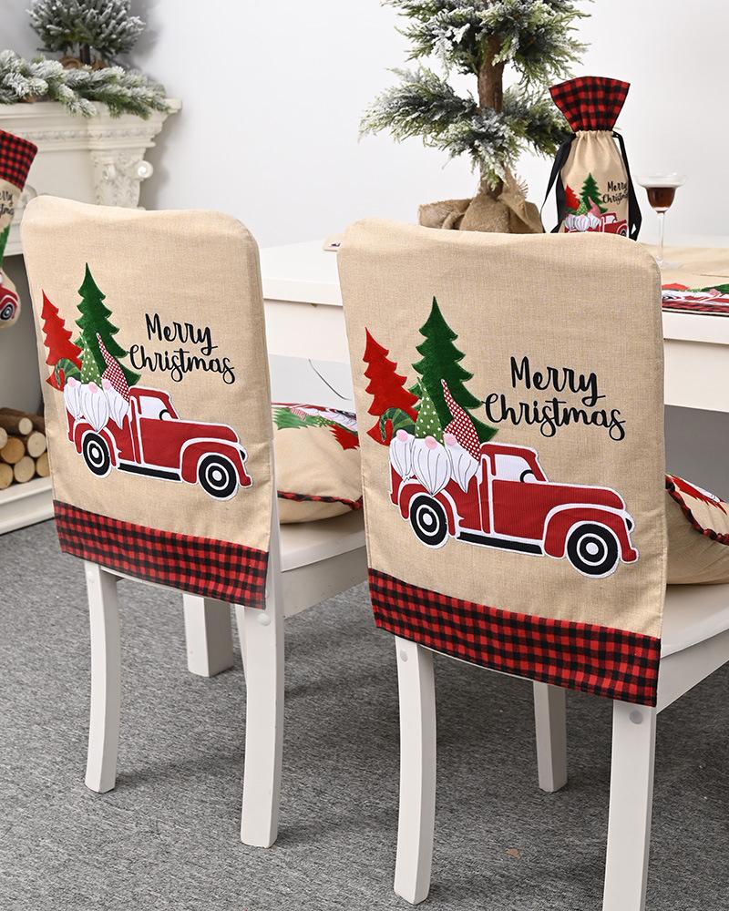1pc Christmas Dining Chair Cover Dinner Chair Slipcover Christmas Chair Seat Back Cover Protector Holidays Home Party Decoration