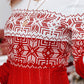 Christmas Snowflake Print Long Sleeve Pleated Dress