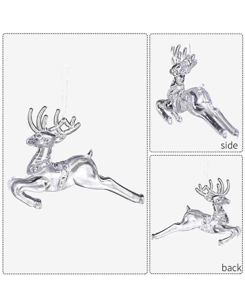 4PCS Christmas Tree Decorations Acrylic Hanging Ornaments Set Snowflake Elk Decorations Christmas Tree Winter New Year Party Supplies