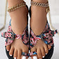 Independence Day Flag Print Toe Ring Eyelet Buckled Slippers