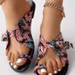 Independence Day Flag Print Toe Ring Eyelet Buckled Slippers