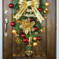 1pcs Christmas Poinsettia Swag Garland Wreath Xmas Balls Bowknot Decor Front Door Hanging Decoration