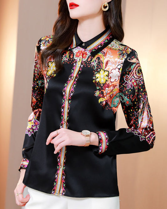 Paisley Print Long Sleeve Top