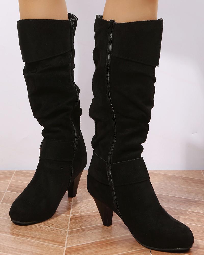 Buckled Side Zip Boots