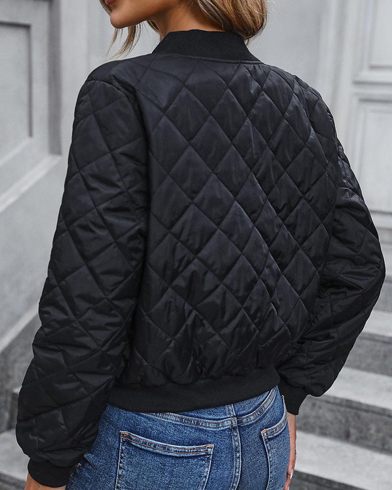 Quilted Zipper Design Puffer Jacket