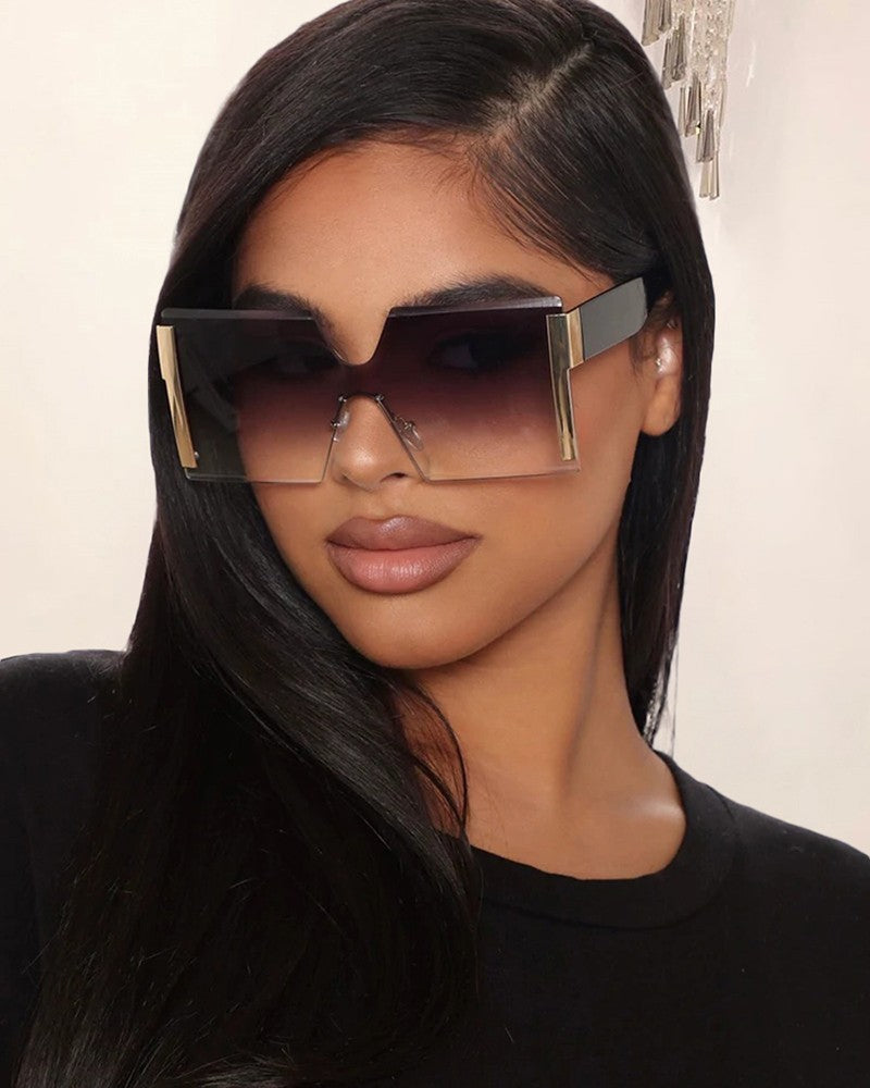 1Pair Hollow Out Square Frame Sunglasses