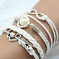 1pc Double Heart Pearl Decor Multi Layer Braided Leather Bracelet