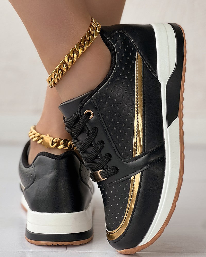 Hollow Out Lace Up Breathable Sneakers