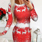 Christmas Reindeer Snowflake Print Long Sleeve Dress