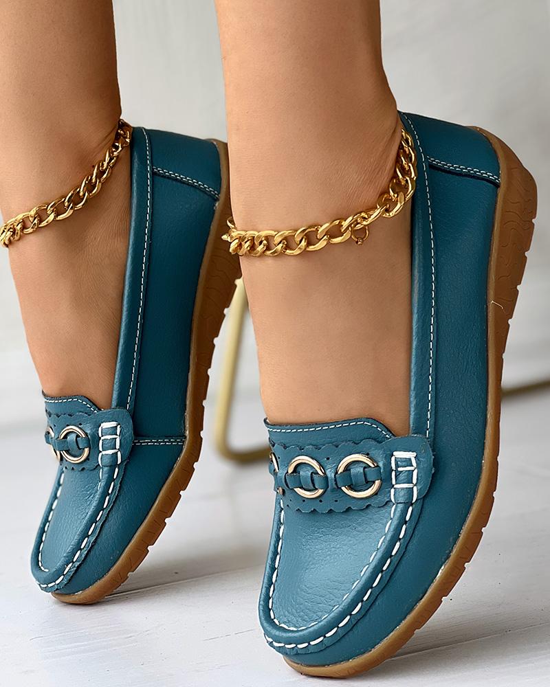 O Ring Decor Comfort Casual Wedge Loafers